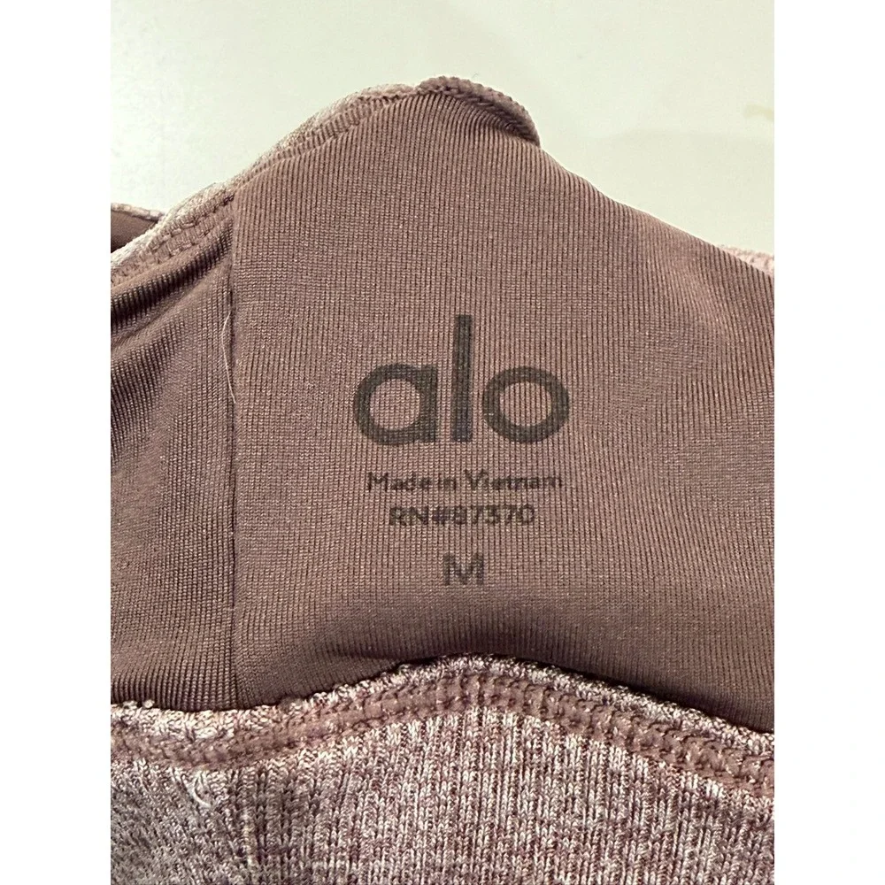 Alo Yoga Alosoft Lush Bra Dark Plum Heathered Strappy Back Sports Bra Size M